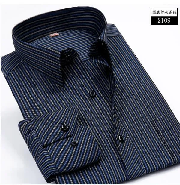 Plus 5XL 6XL Autumn Men Striped Dress Shirts Formal Fashion Long Sleeve Business Men Casual Shirts Regular Fit