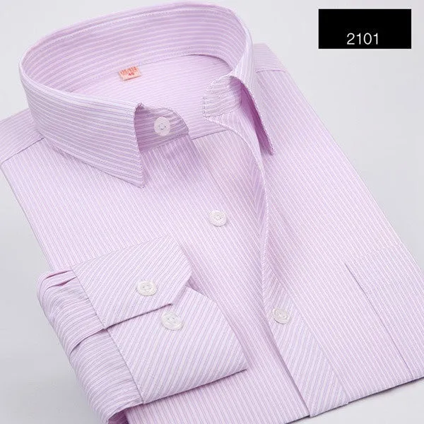 Plus 5XL 6XL Autumn Men Striped Dress Shirts Formal Fashion Long Sleeve Business Men Casual Shirts Regular Fit