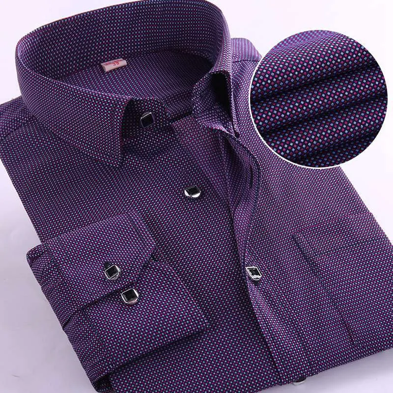 Plus 5XL 6XL Autumn Men Striped Dress Shirts Formal Fashion Long Sleeve Business Men Casual Shirts Regular Fit