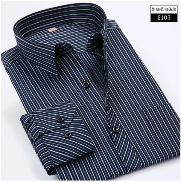 Plus 5XL 6XL Autumn Men Striped Dress Shirts Formal Fashion Long Sleeve Business Men Casual Shirts Regular Fit