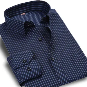 Plus 5XL 6XL Autumn Men Striped Dress Shirts Formal Fashion Long Sleeve Business Men Casual Shirts Regular Fit