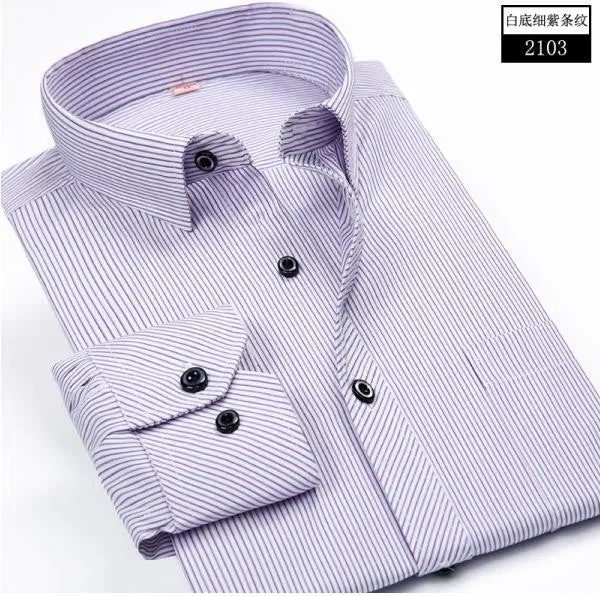 Plus 5XL 6XL Autumn Men Striped Dress Shirts Formal Fashion Long Sleeve Business Men Casual Shirts Regular Fit