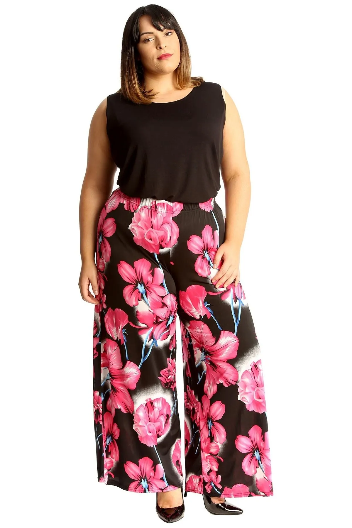 Plus Size Floral Print Palazzo Trouser