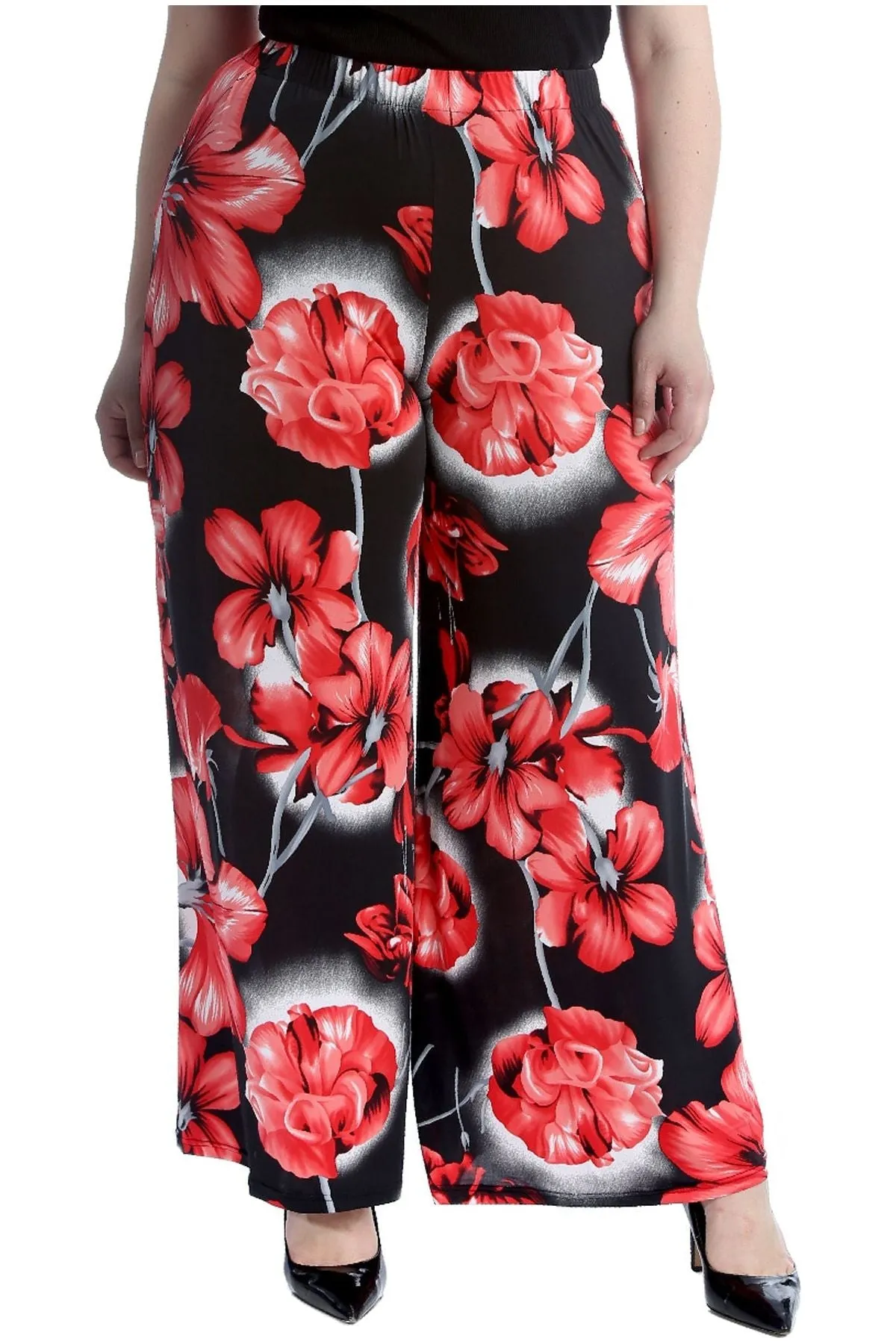 Plus Size Floral Print Palazzo Trouser