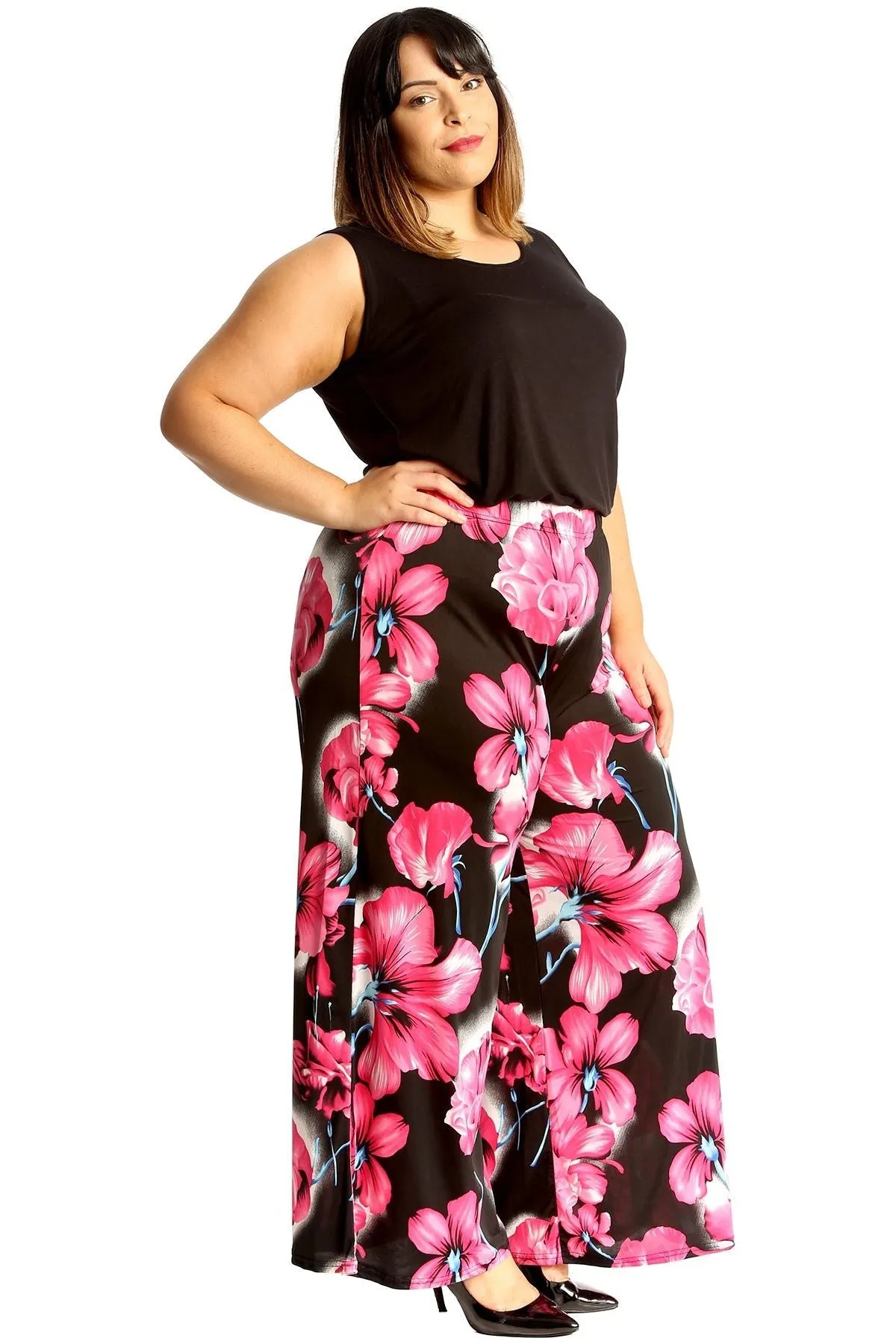 Plus Size Floral Print Palazzo Trouser