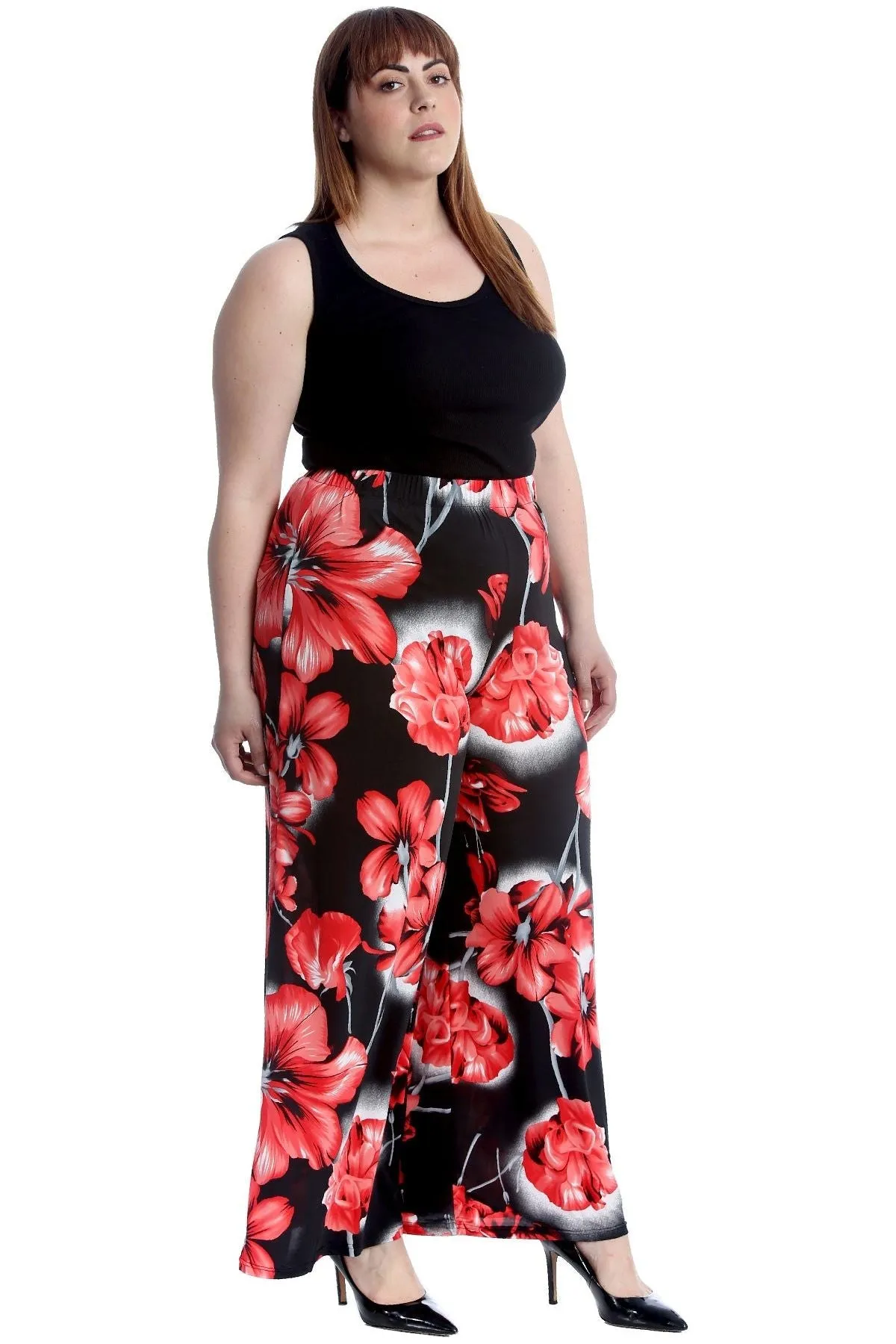 Plus Size Floral Print Palazzo Trouser