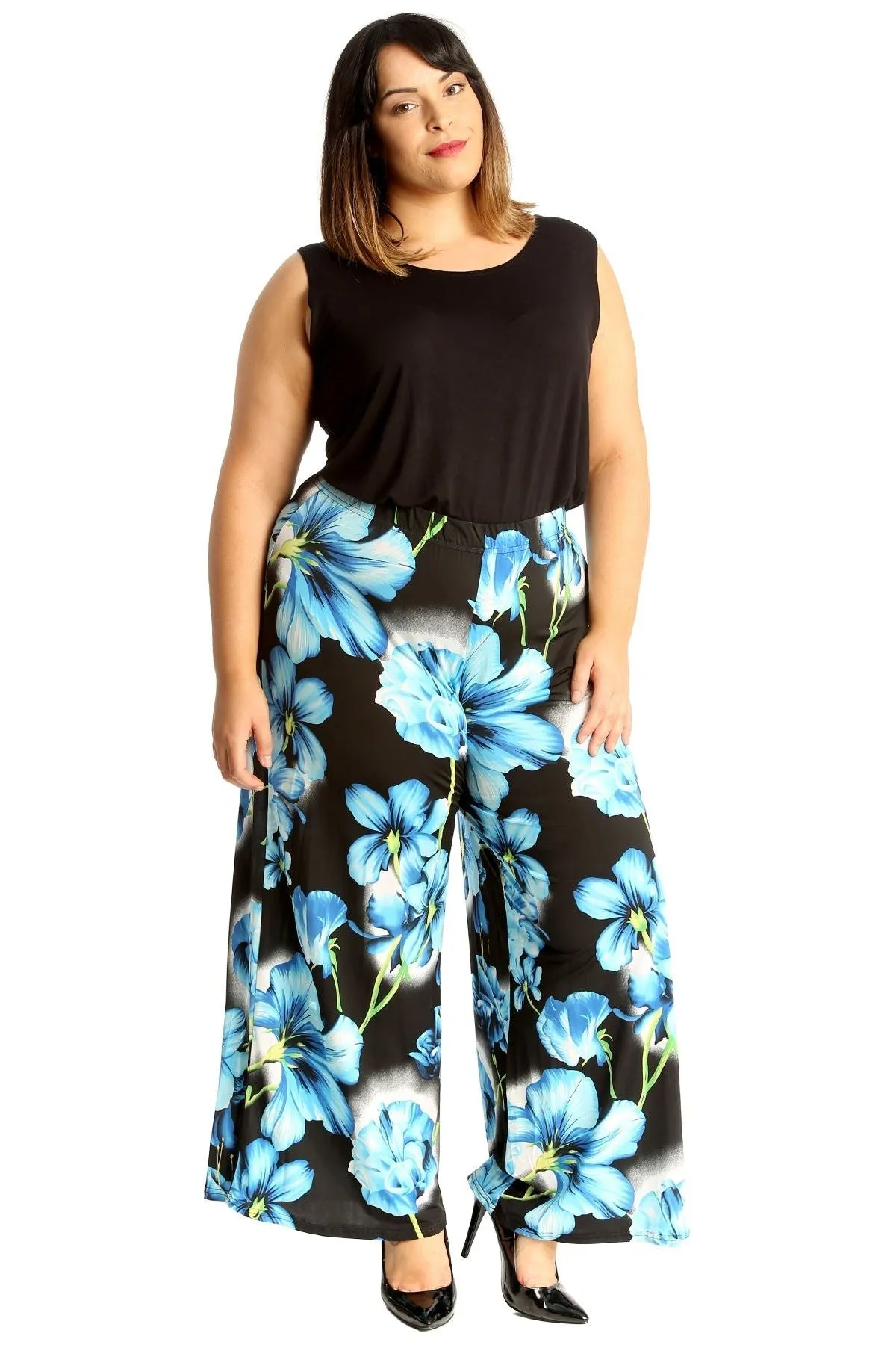 Plus Size Floral Print Palazzo Trouser