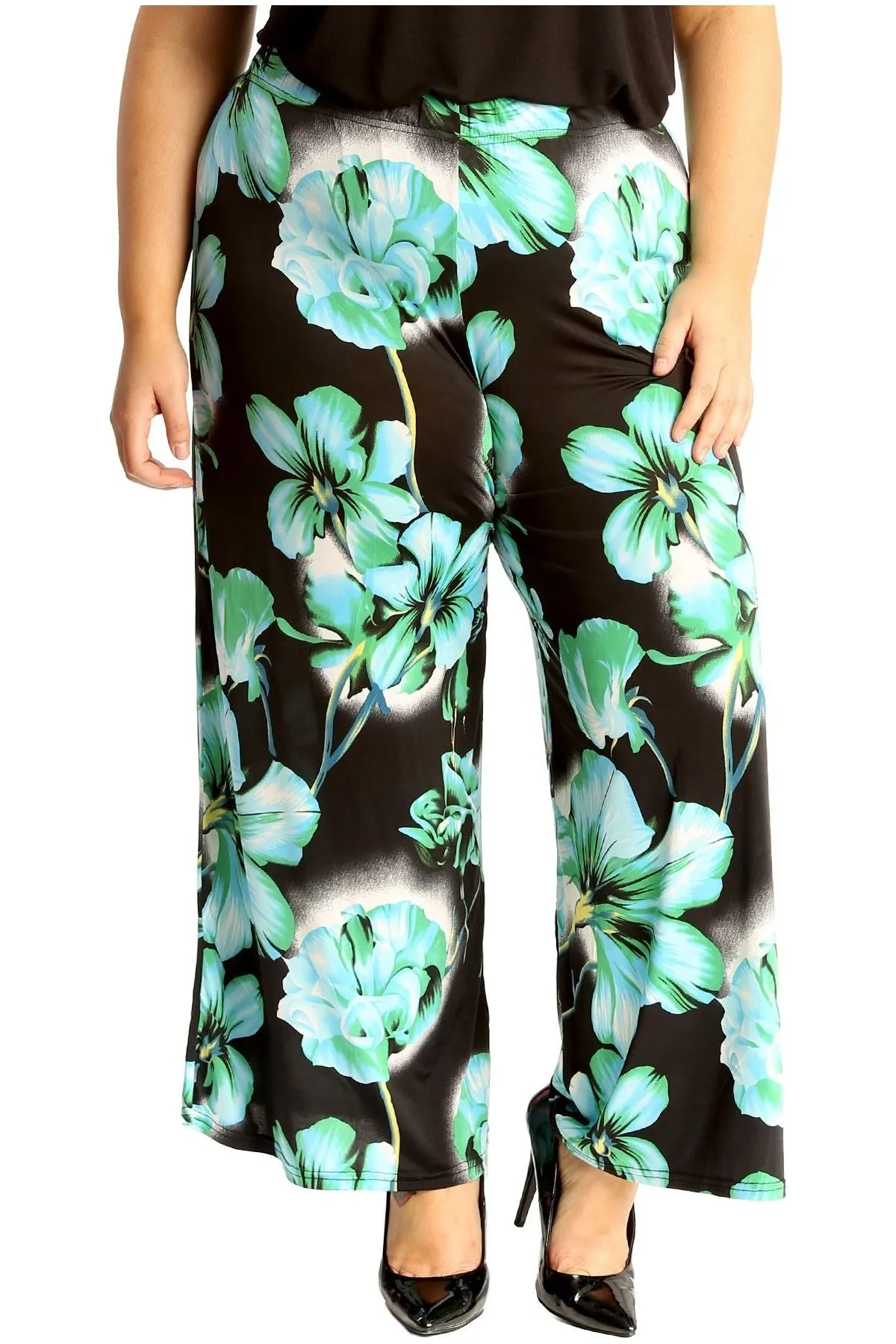 Plus Size Floral Print Palazzo Trouser