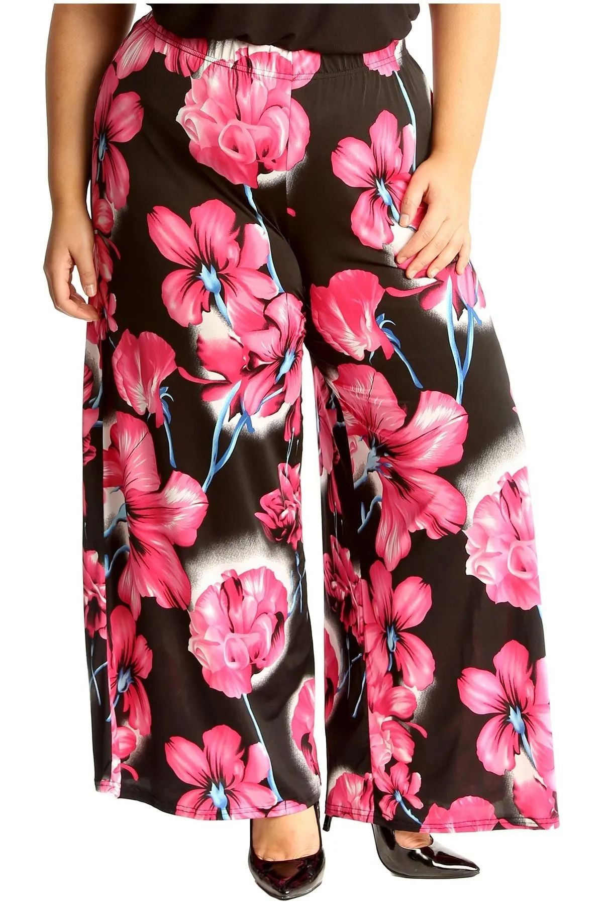 Plus Size Floral Print Palazzo Trouser