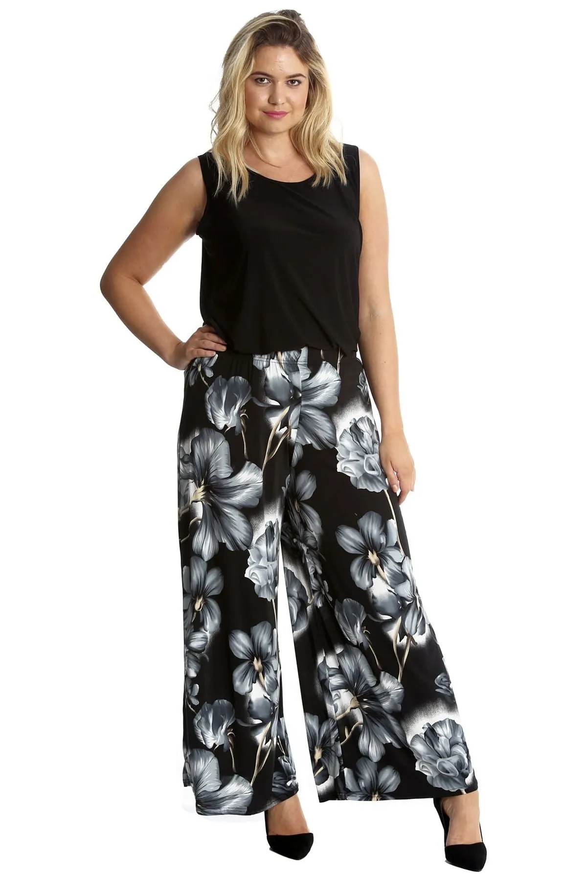 Plus Size Floral Print Palazzo Trouser