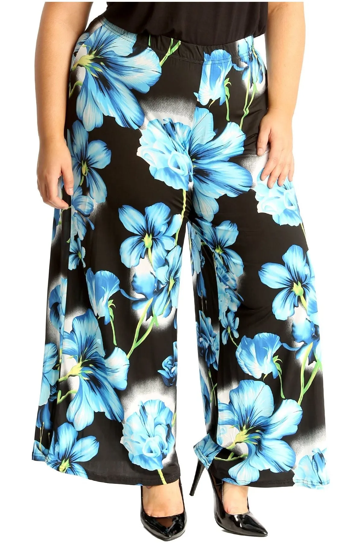 Plus Size Floral Print Palazzo Trouser