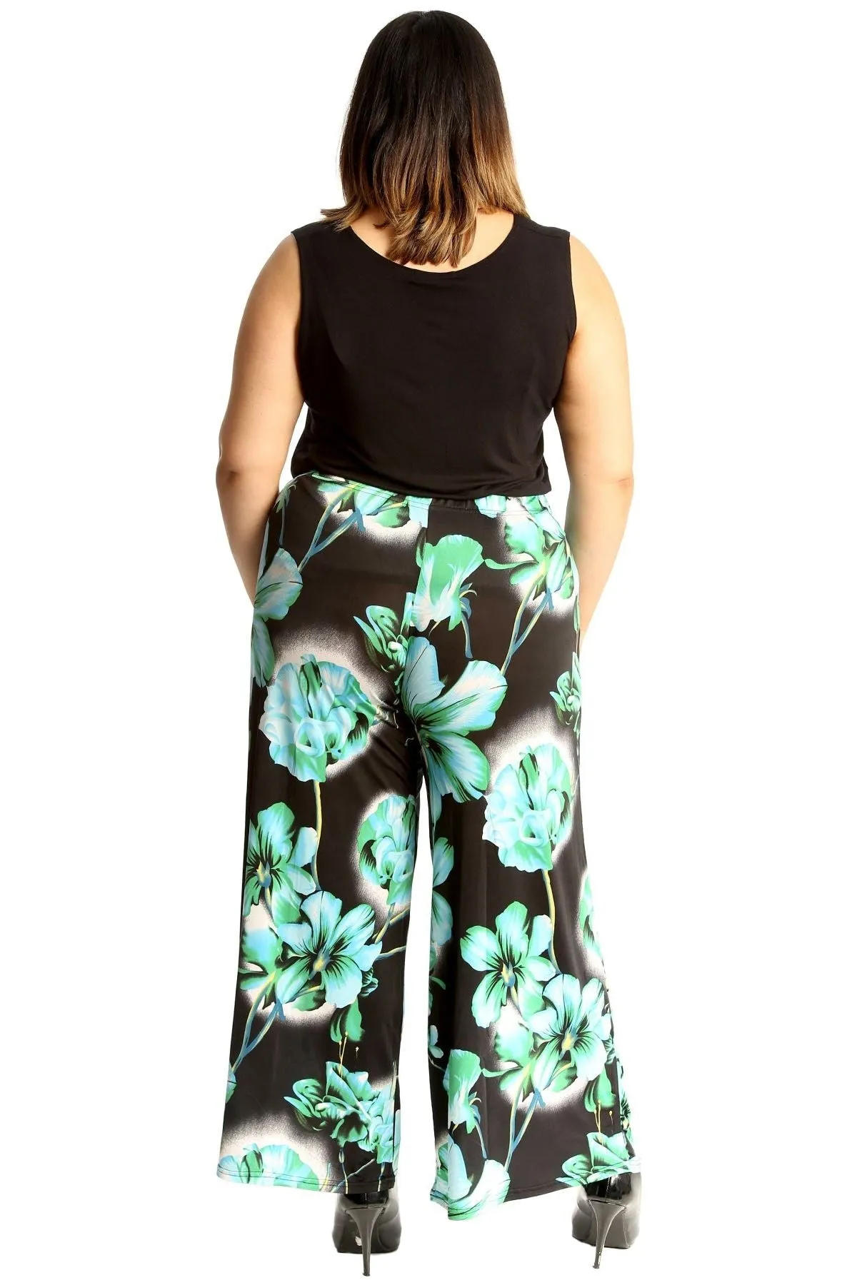 Plus Size Floral Print Palazzo Trouser
