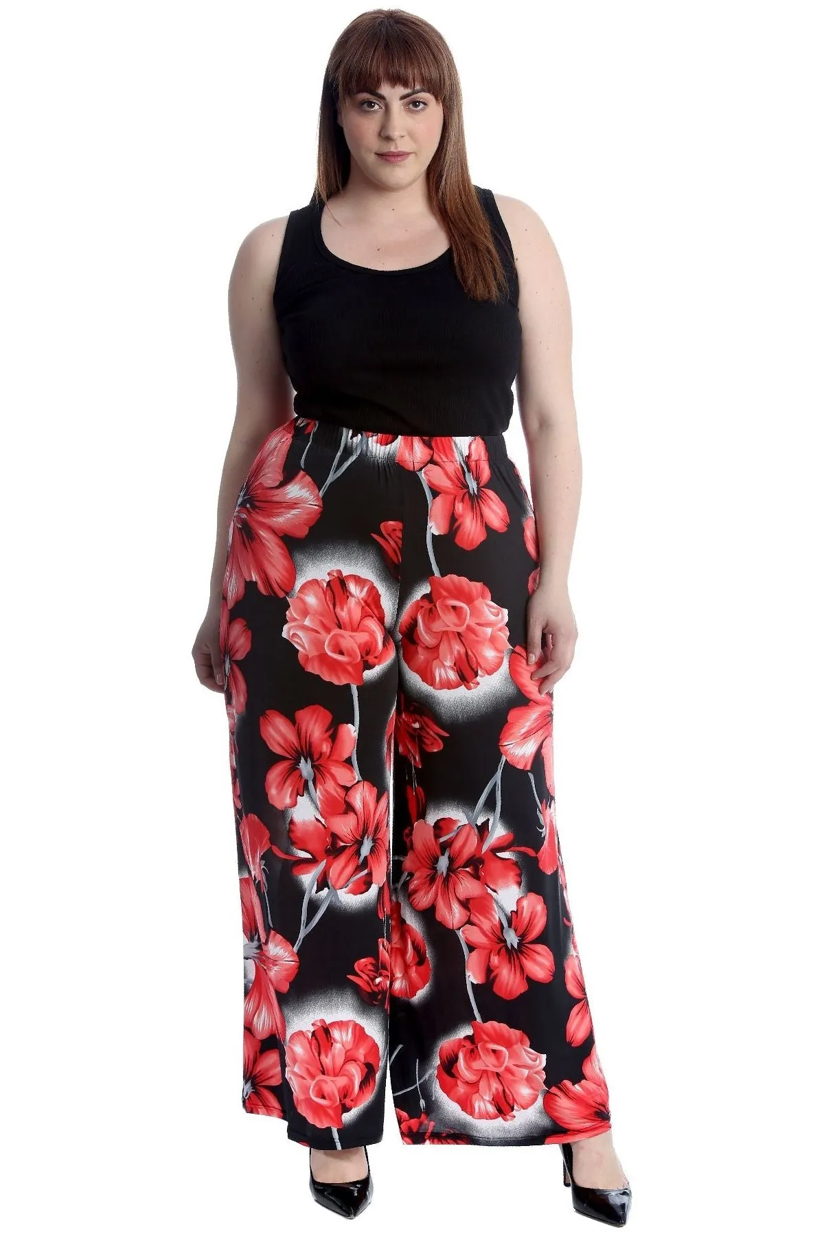 Plus Size Floral Print Palazzo Trouser
