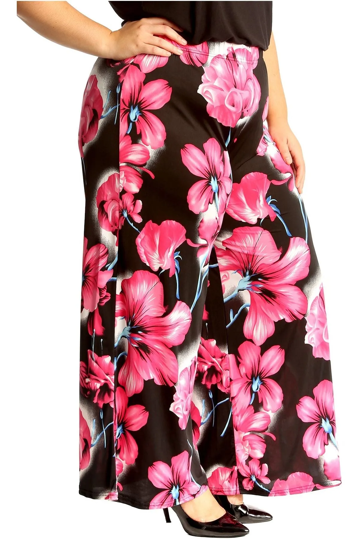 Plus Size Floral Print Palazzo Trouser