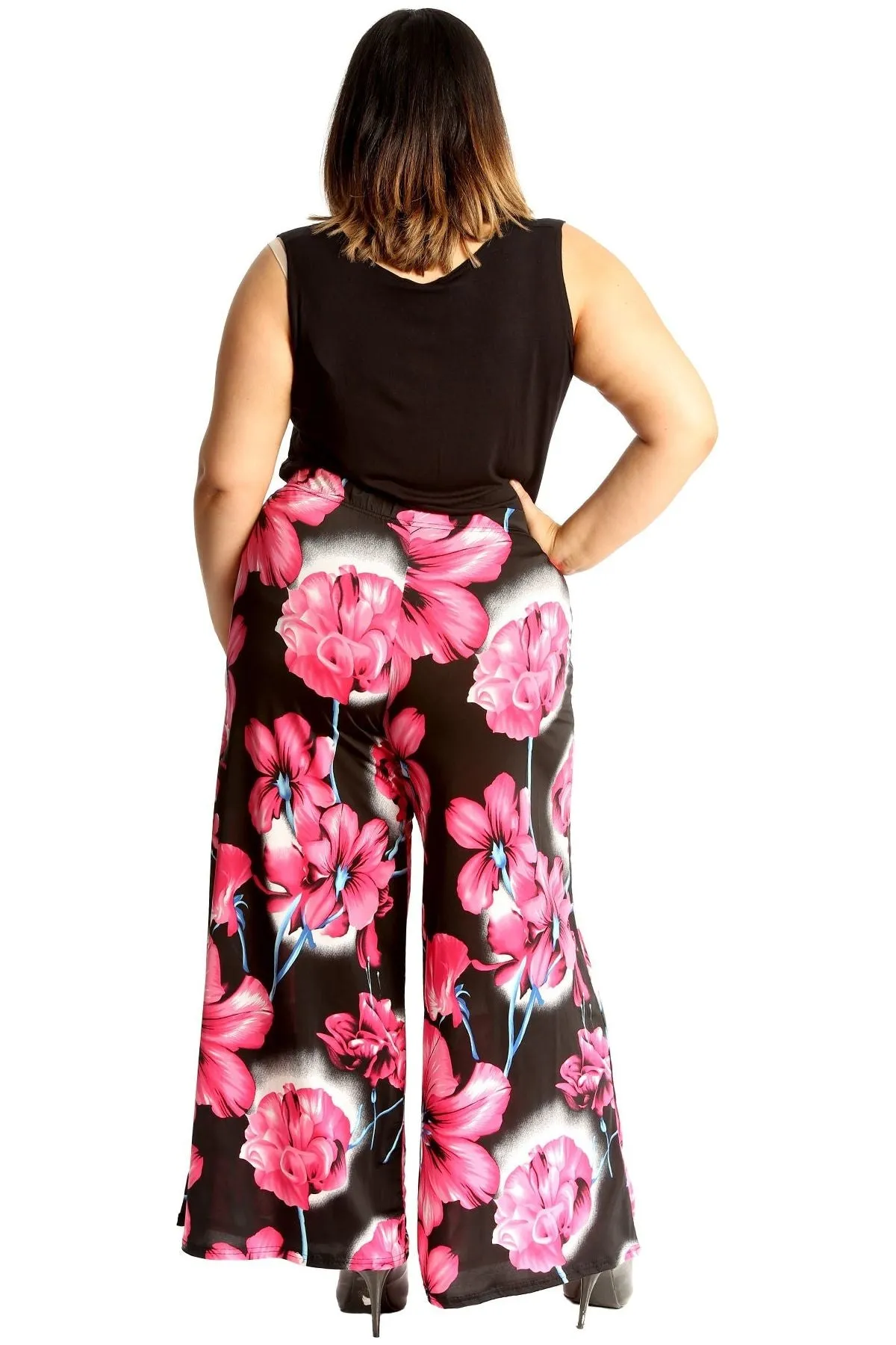 Plus Size Floral Print Palazzo Trouser