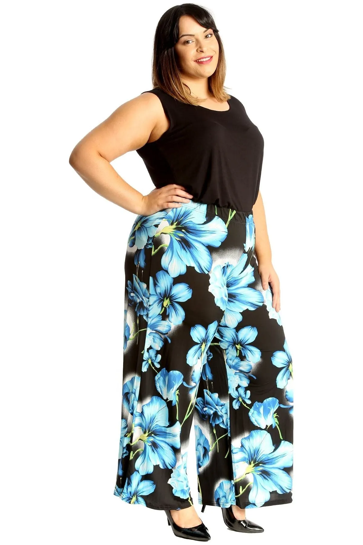 Plus Size Floral Print Palazzo Trouser