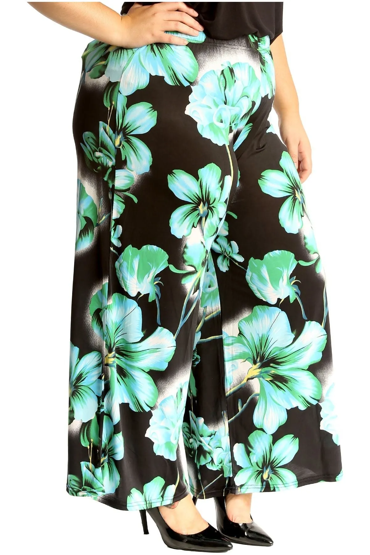 Plus Size Floral Print Palazzo Trouser