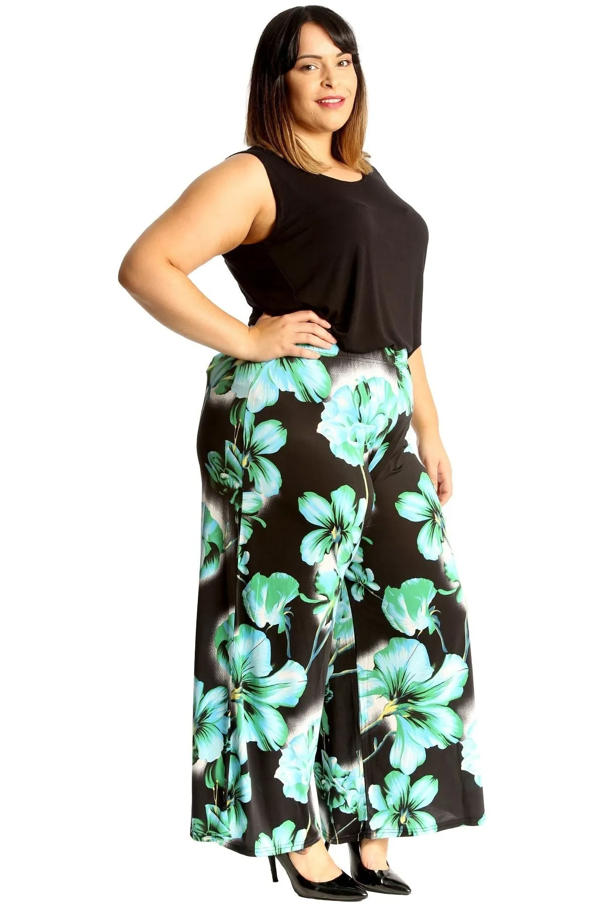Plus Size Floral Print Palazzo Trouser