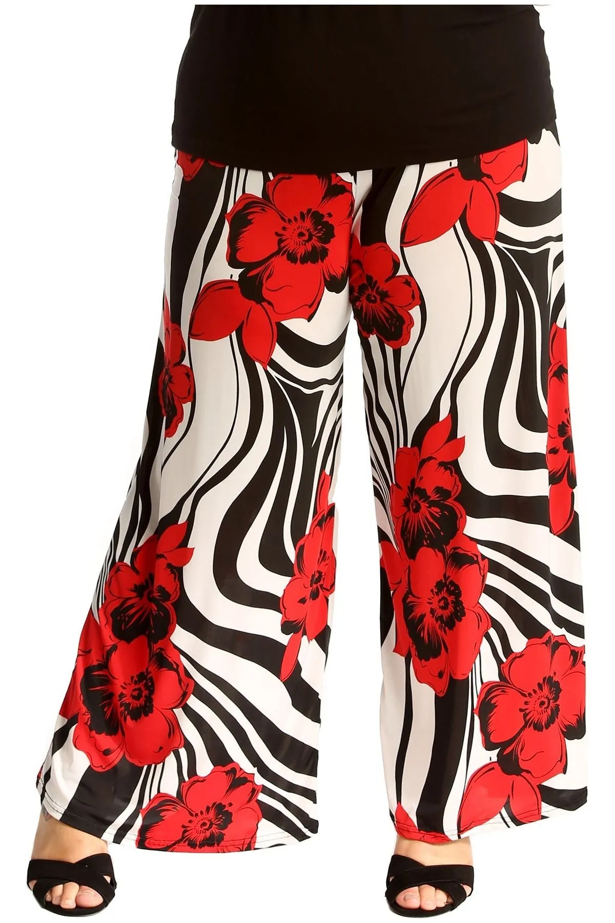Plus Size Floral Print Palazzo Trouser