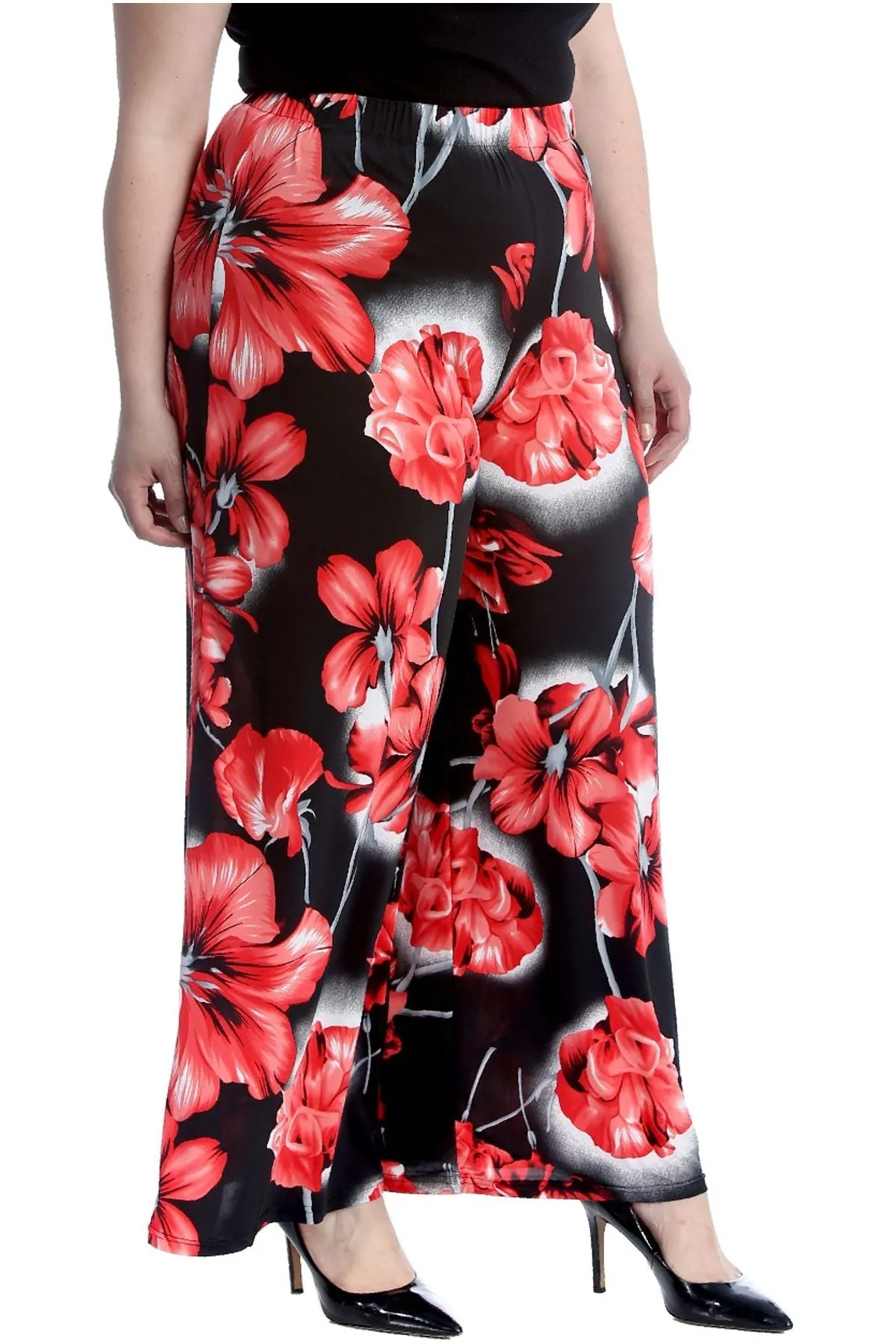 Plus Size Floral Print Palazzo Trouser