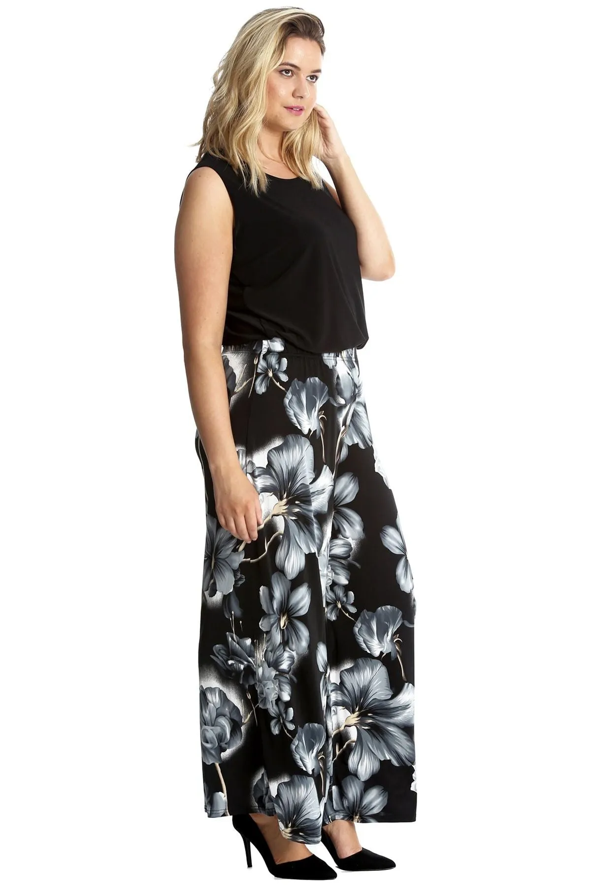 Plus Size Floral Print Palazzo Trouser