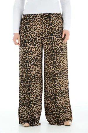 Plus Size Leopard Print Palazzo Trouser