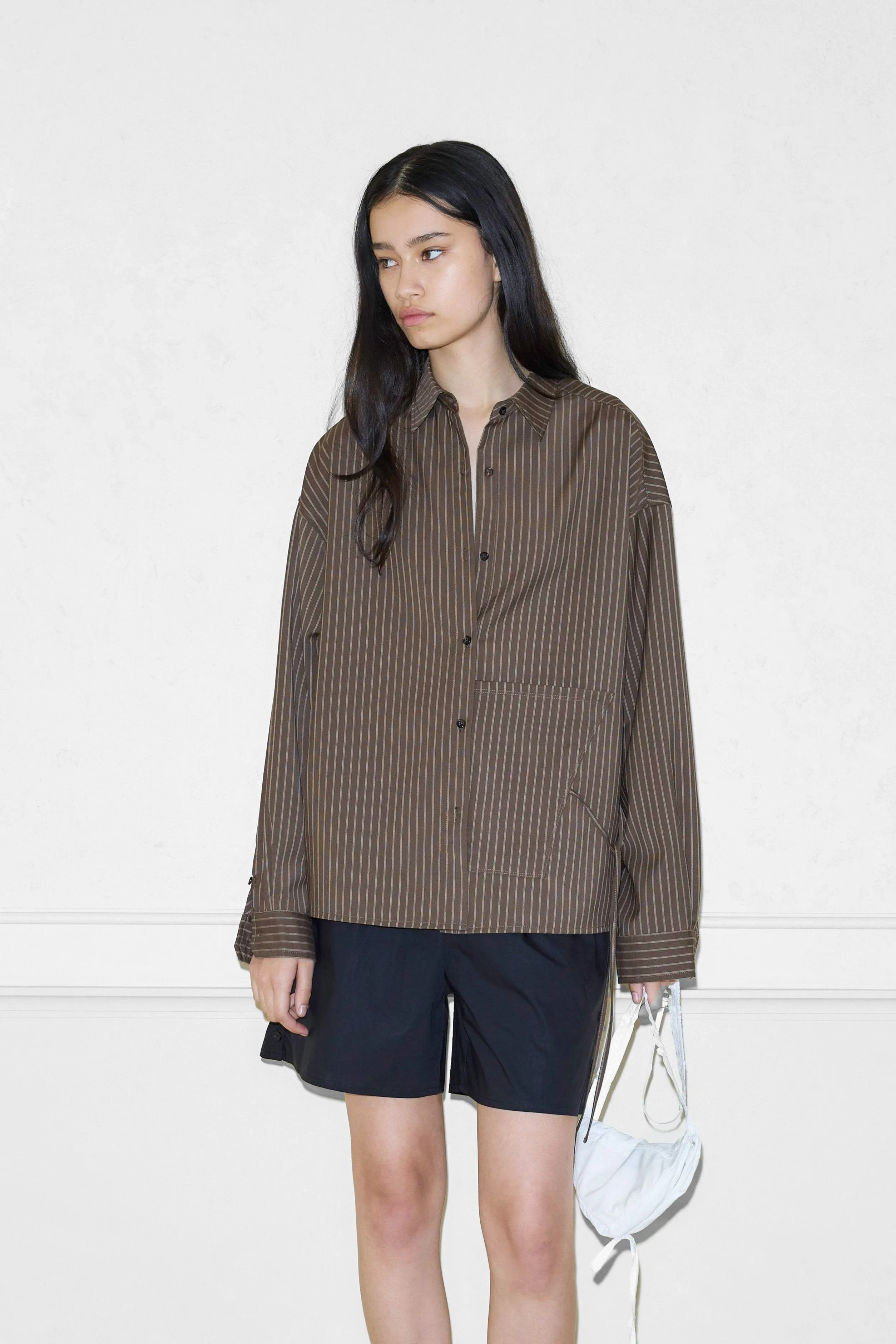 Pocket Wool Shirt in Sable Stripe