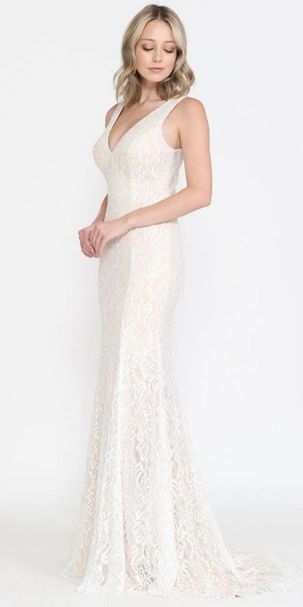 Poly USA 8496 Long Column Wedding Gown Sleeveless
