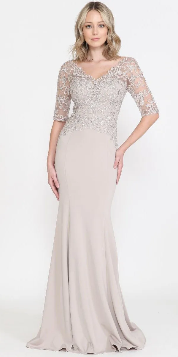 Poly USA 8560 Mother of the Bride Dress Embroidered Three Quarter Sleeves Top