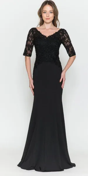Poly USA 8560 Mother of the Bride Dress Embroidered Three Quarter Sleeves Top