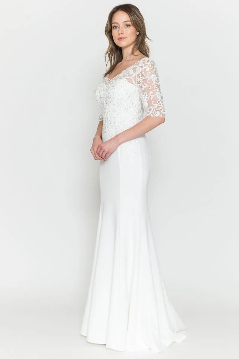 Poly USA 8560 Mother of the Bride Dress Embroidered Three Quarter Sleeves Top
