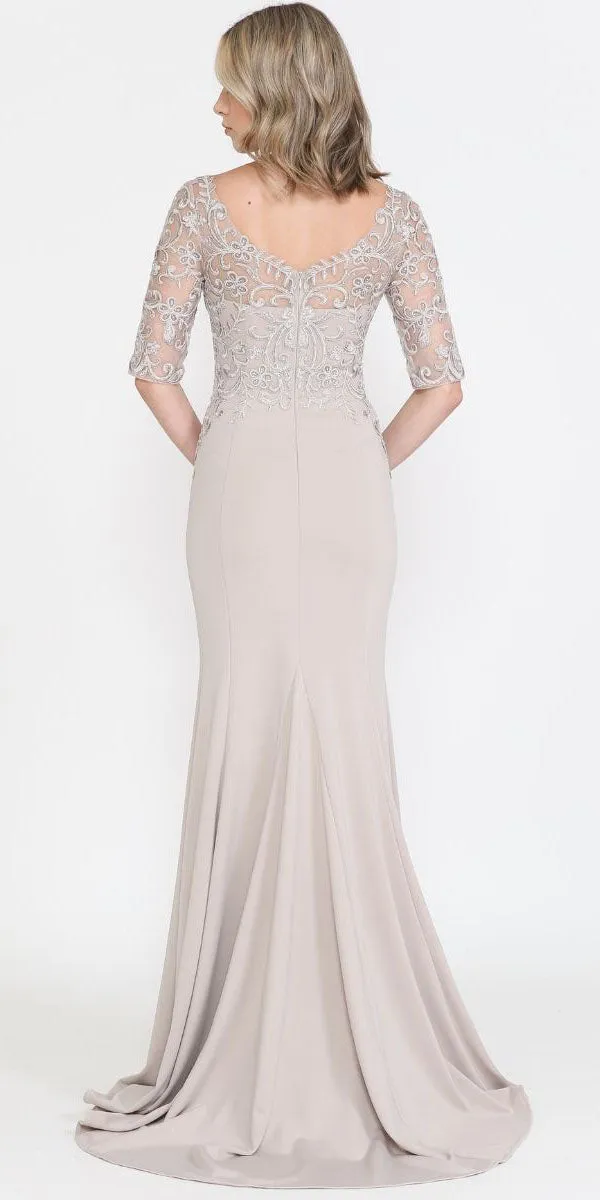 Poly USA 8560 Mother of the Bride Dress Embroidered Three Quarter Sleeves Top