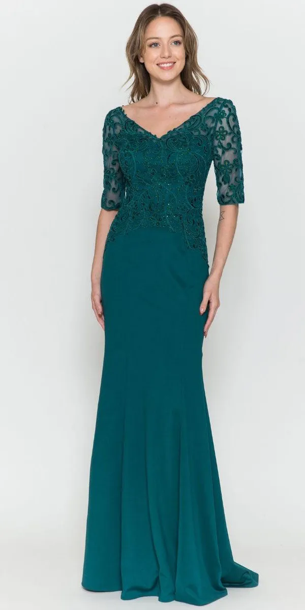 Poly USA 8560 Mother of the Bride Dress Embroidered Three Quarter Sleeves Top