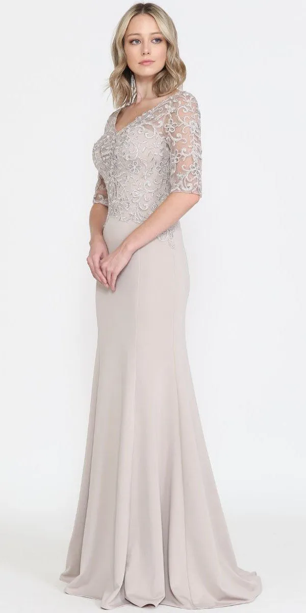 Poly USA 8560 Mother of the Bride Dress Embroidered Three Quarter Sleeves Top