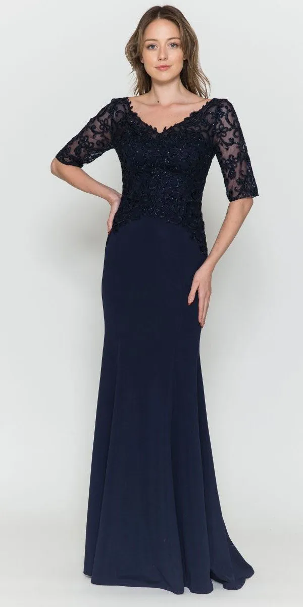 Poly USA 8560 Mother of the Bride Dress Embroidered Three Quarter Sleeves Top