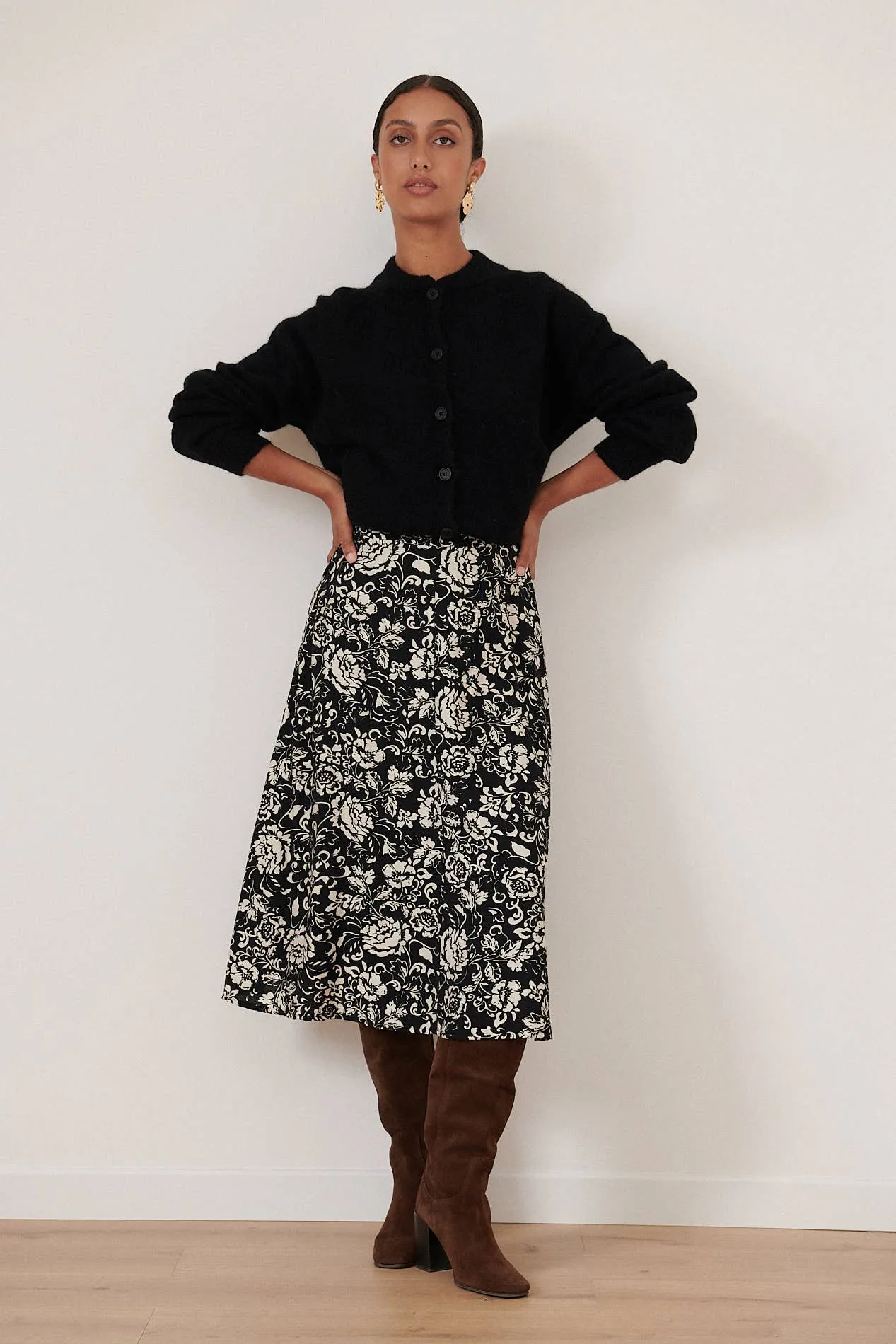Printed Midi Skirt