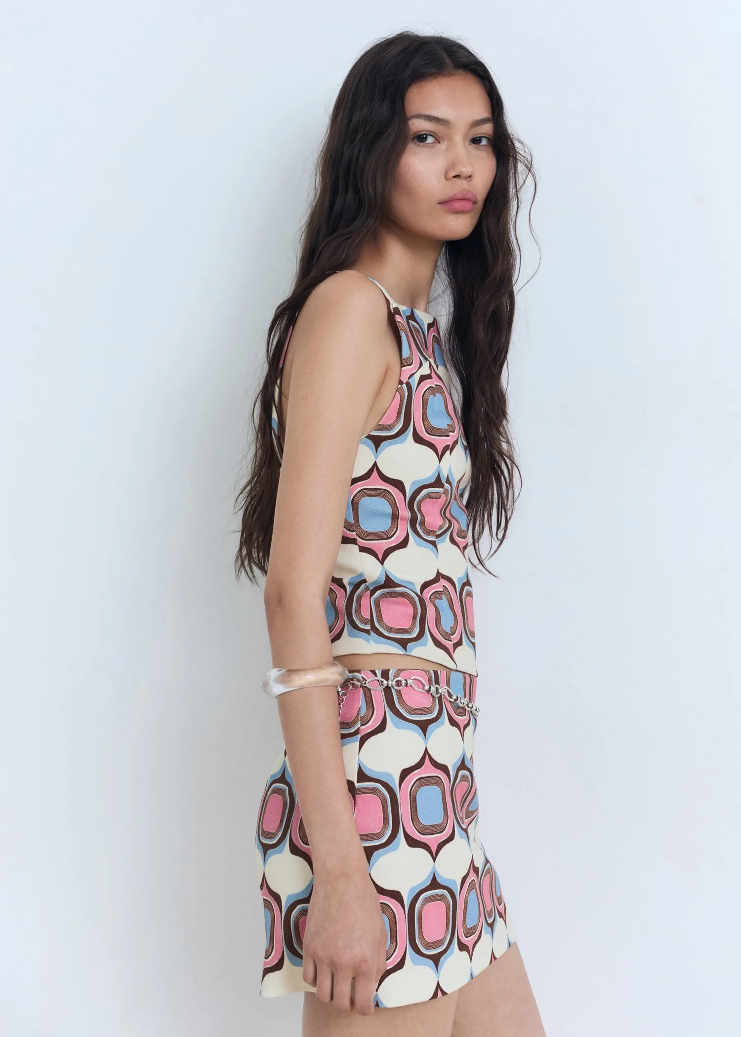 Printed short skirt
