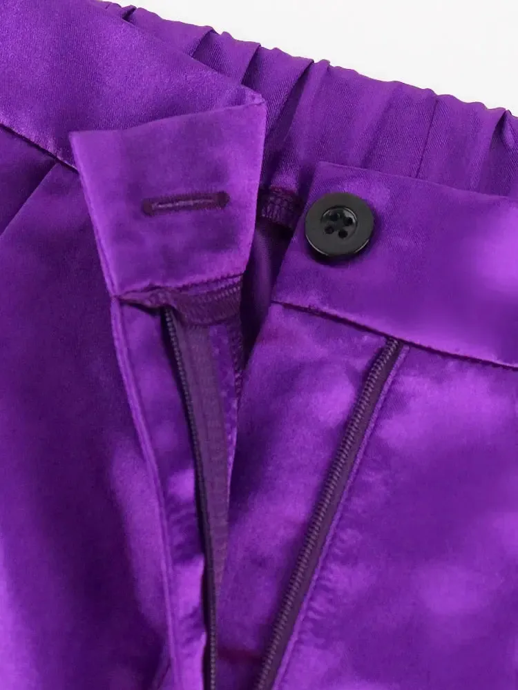 Purple Ankle Length Pencil Pants