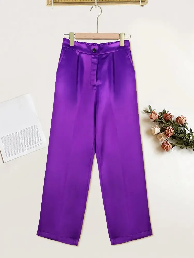 Purple Ankle Length Pencil Pants