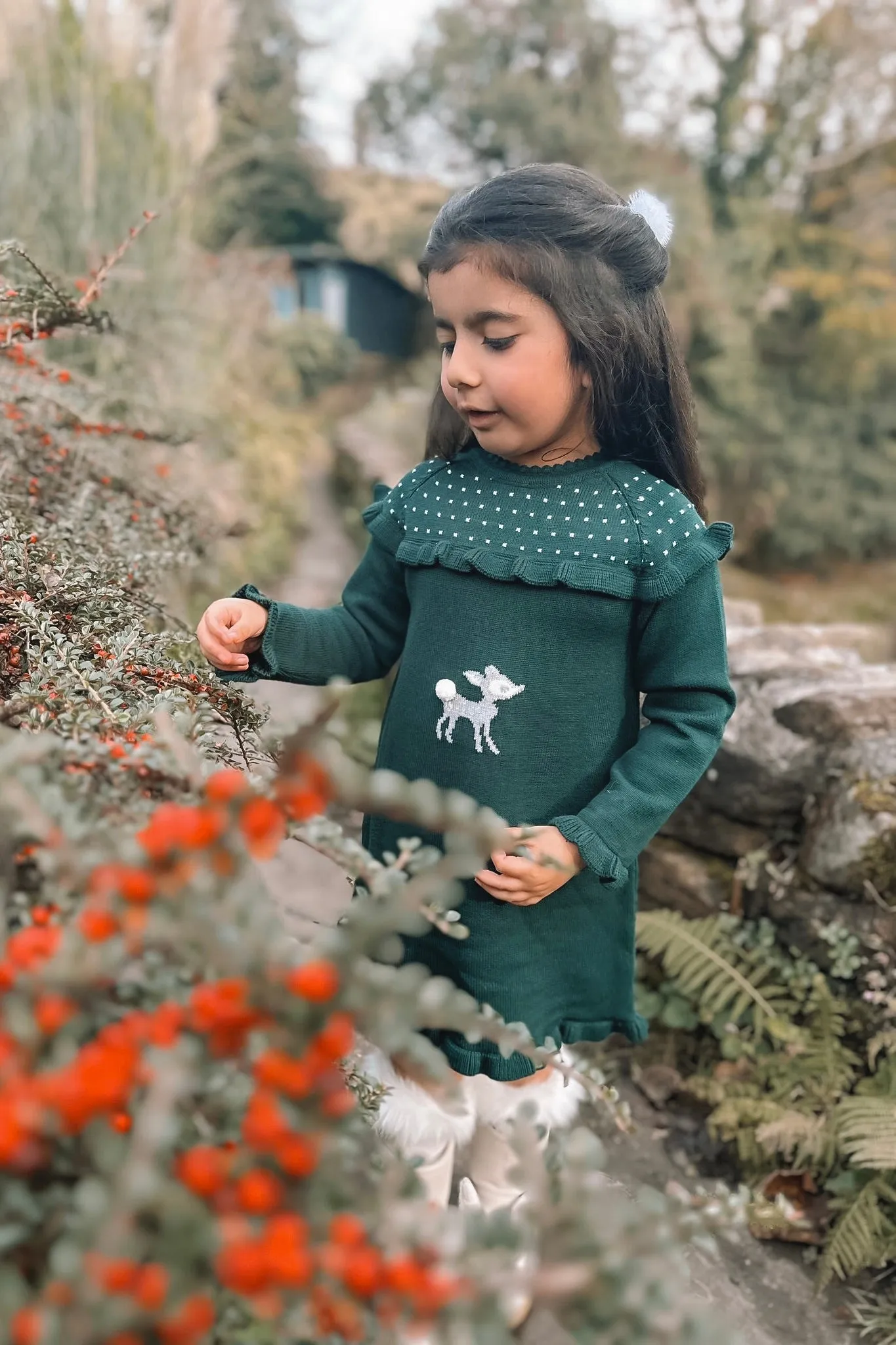 "Cora" Bottle Green Knit Bambi Dress
