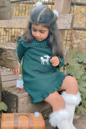 "Cora" Bottle Green Knit Bambi Dress