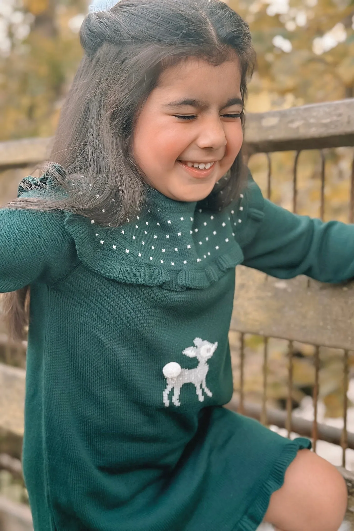 "Cora" Bottle Green Knit Bambi Dress