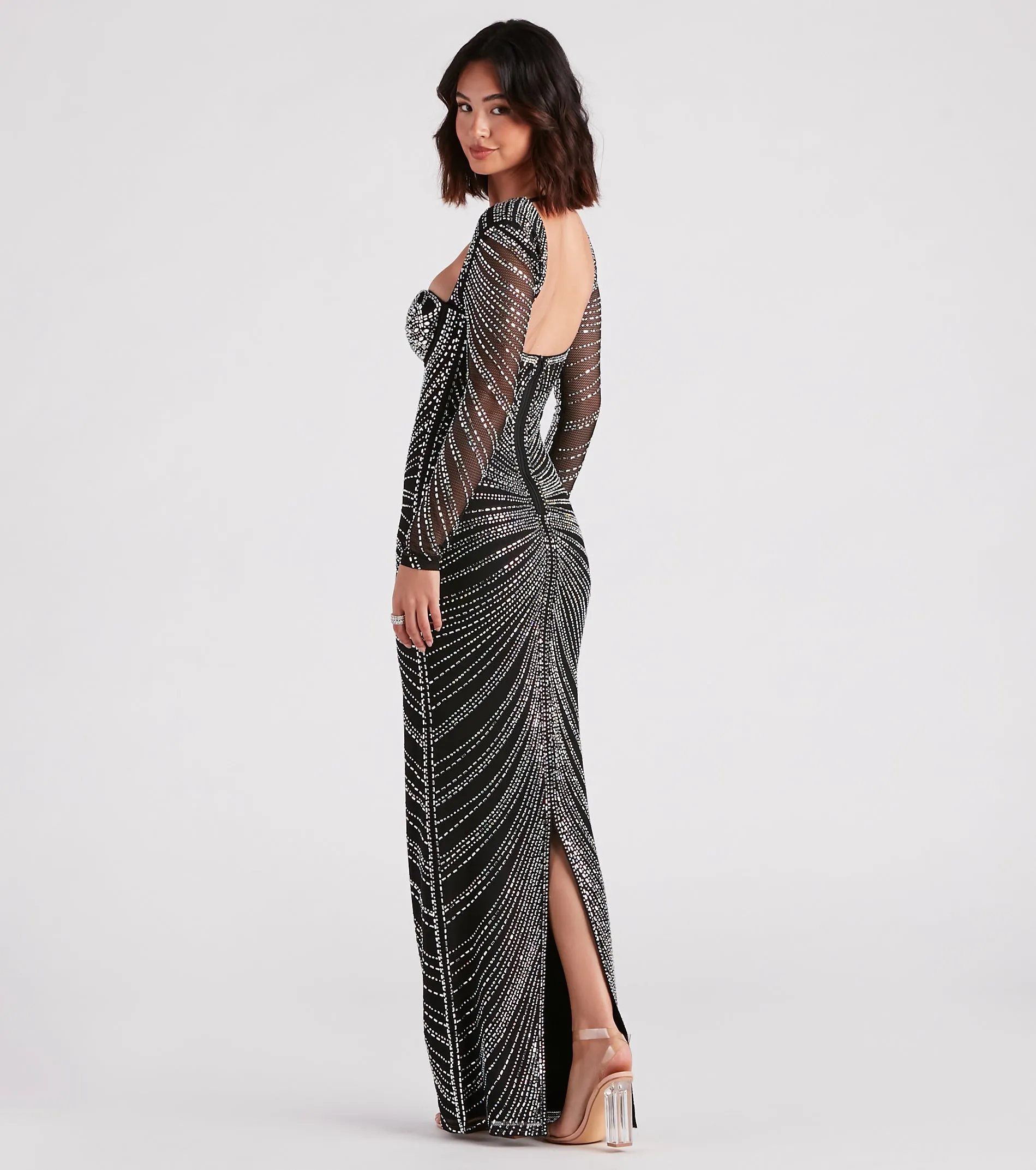 Raelynn Formal Rhinestone Bustier Long Dress