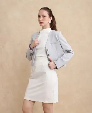 Rareism Women Melunia White Zip Closure Straight Fit Knee Length Plain Skirt