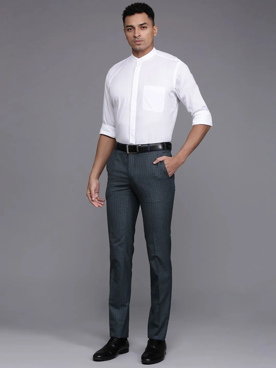 Raymond Men Checked Slim Fit Formal Trousers