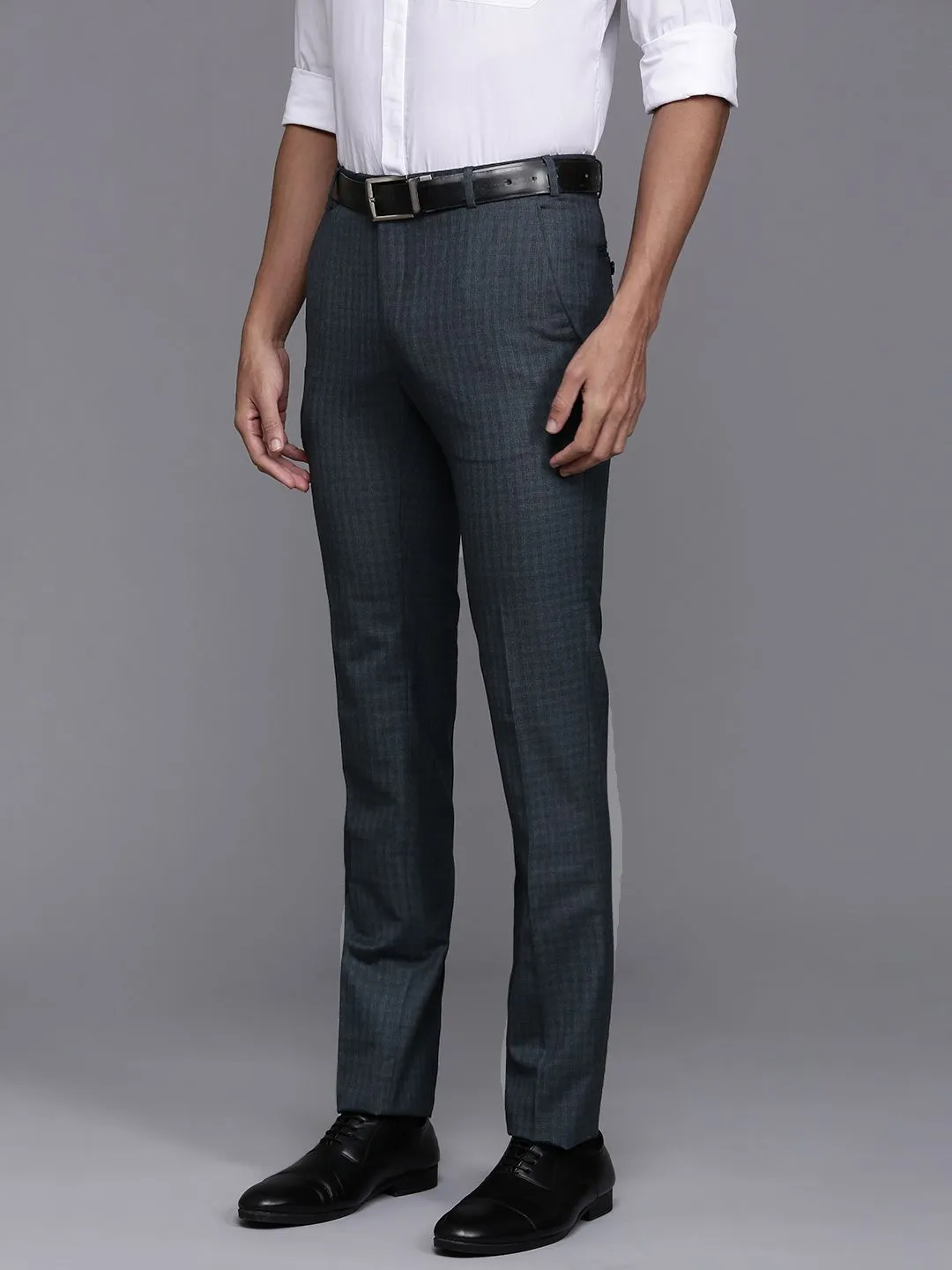 Raymond Men Checked Slim Fit Formal Trousers