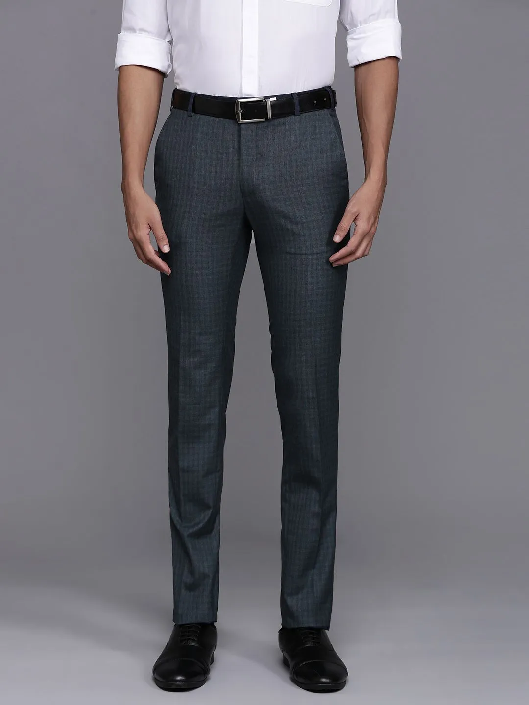Raymond Men Checked Slim Fit Formal Trousers