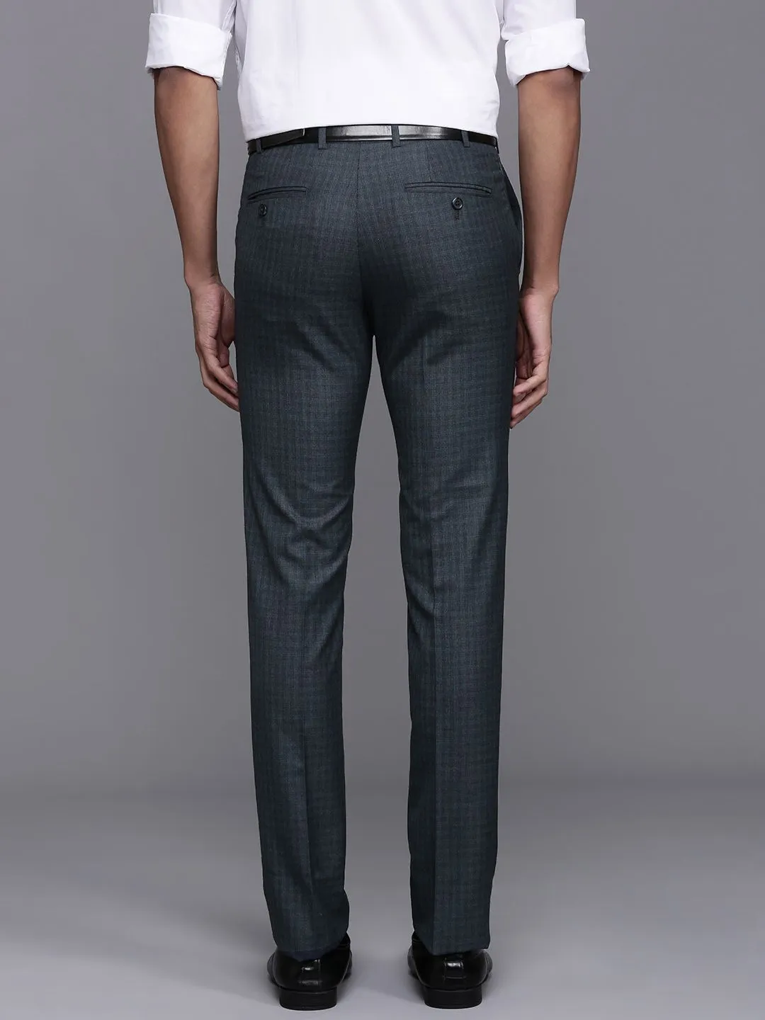 Raymond Men Checked Slim Fit Formal Trousers