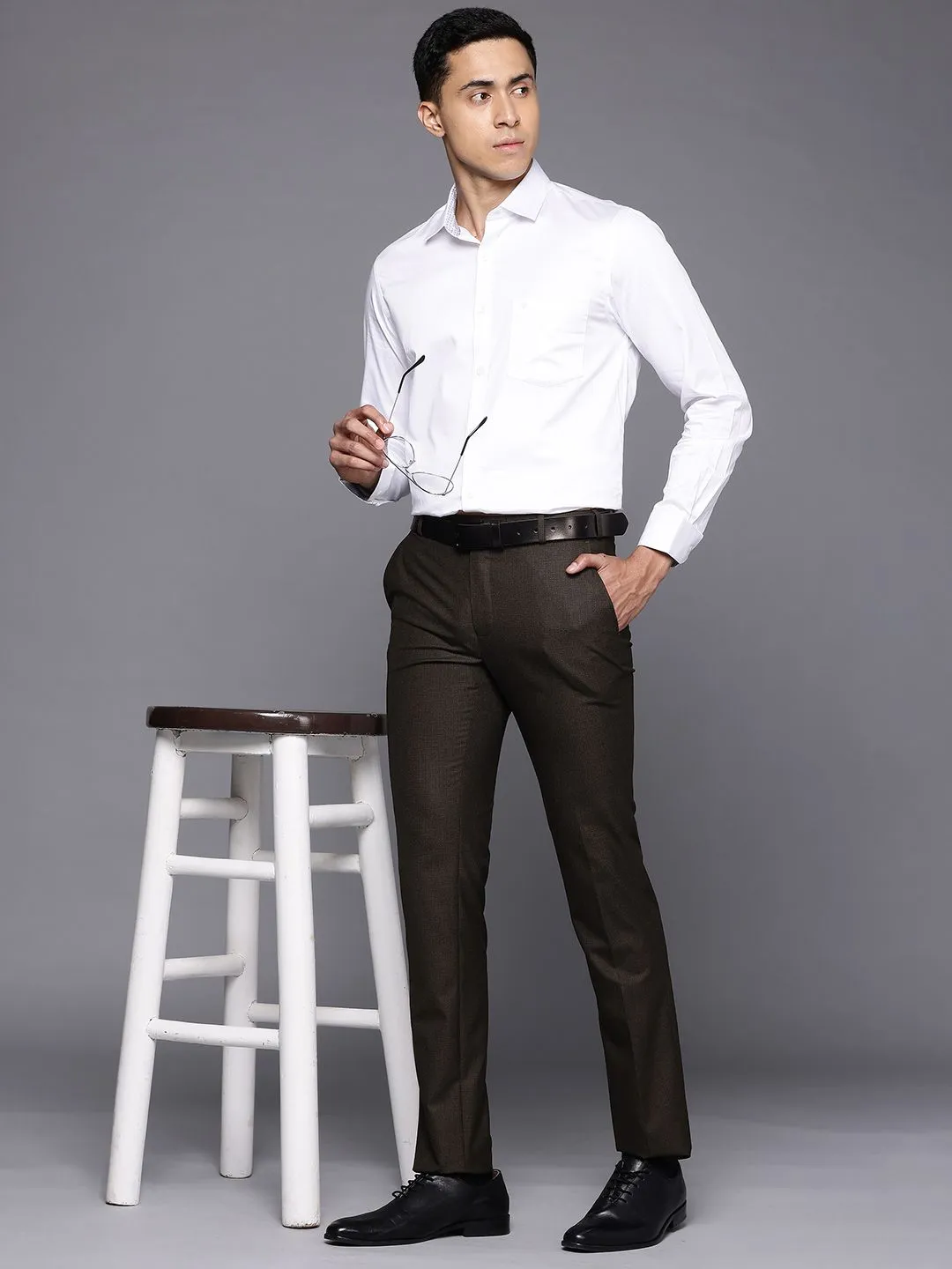 Raymond Men Textured Slim Fit Formal Trousers