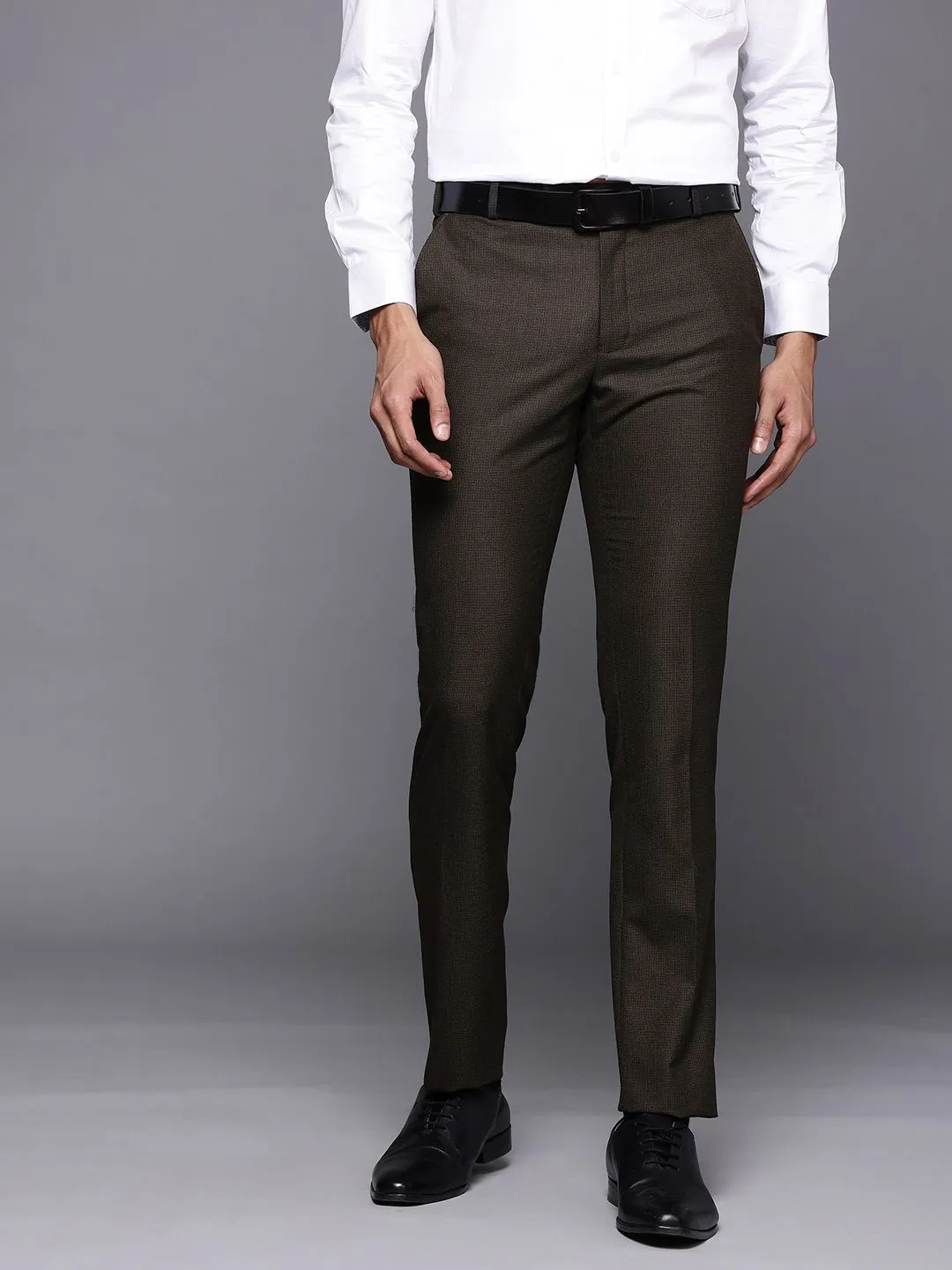 Raymond Men Textured Slim Fit Formal Trousers
